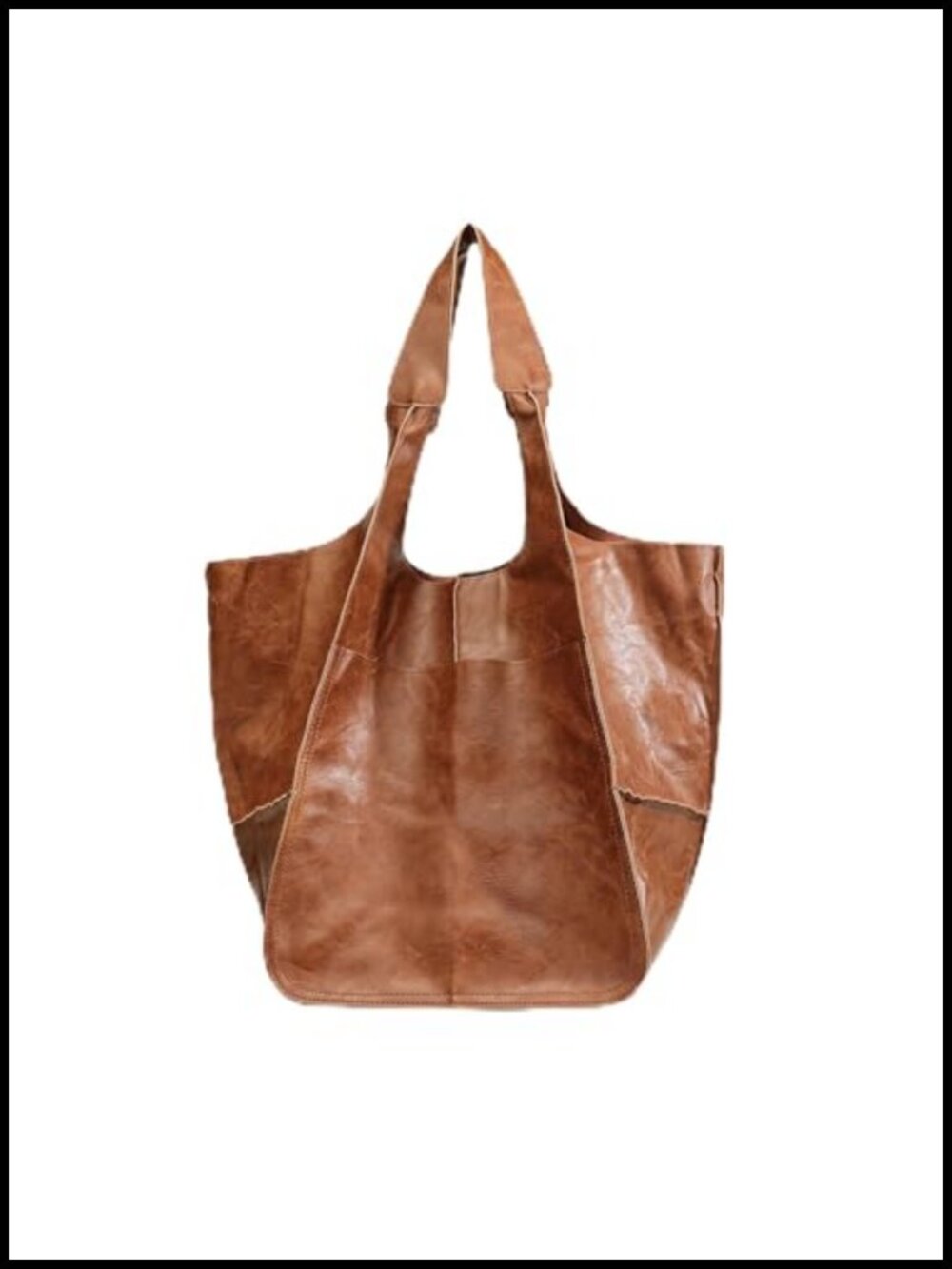 Oversized PU Leather Tote Bag Slouchy Hobo Shoulder Bag Large Capacity